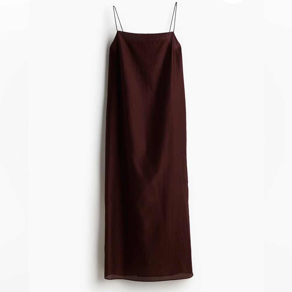 Sold out H&M slip dress with sheer bottom & side slit Burgundy red size small - Picture 4 of 6